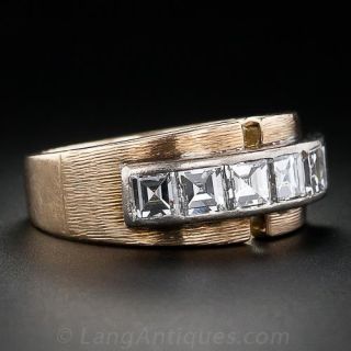 Retro Square Diamond Band Ring