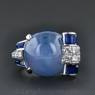 Retro Star Sapphire Diamond Ring 
