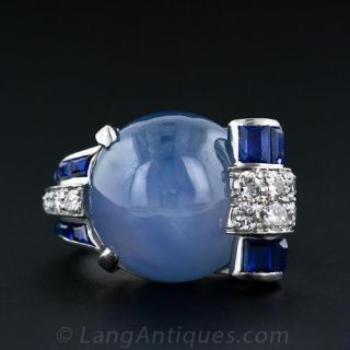 Retro Star Sapphire Platinum Lady's Ring