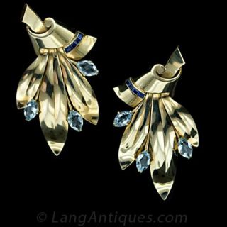 Retro Tiffany & Co. Aquamarine Clips