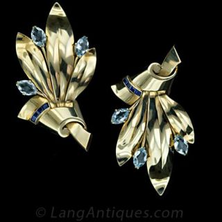  Retro Tiffany   Co. Aquamarine Clips Item View 2