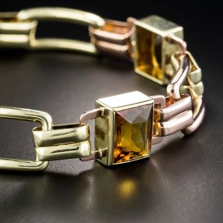 Retro Two-Tone Gold Citrine Bracelet 
