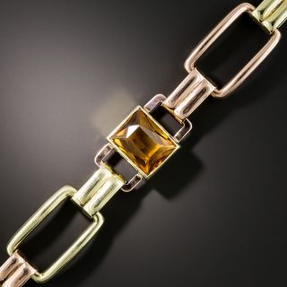 Retro Two-Tone Gold Citrine Bracelet 