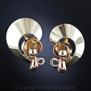 Retro Two-Tone Gold Earrings