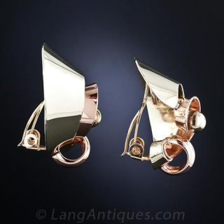 Retro Two-Tone Gold Earrings