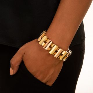 Retro Two-Tone Gold Link Bracelet