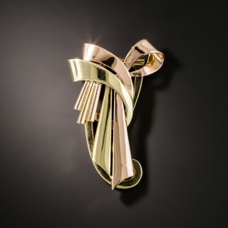 Retro Two-Tone Ribbon Brooch - 2