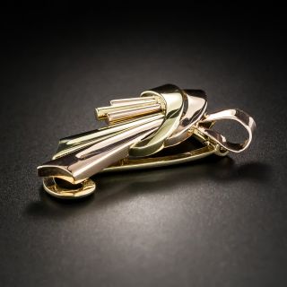 Retro Two-Tone Ribbon Brooch