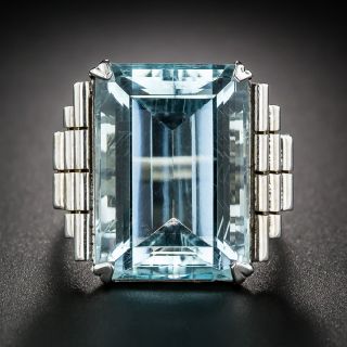 Retro White Gold Aquamarine Ring