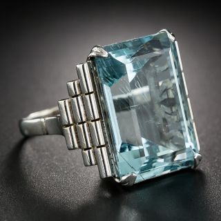 Retro White Gold Aquamarine Ring