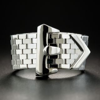 Retro White Gold Buckle Ring - 2