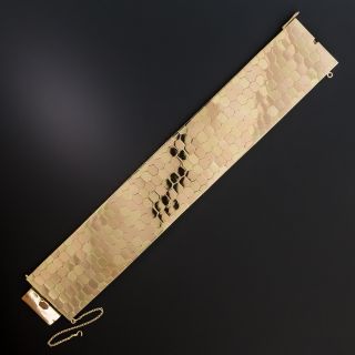 Retro Wide 18K Two-Tone Gold Honeycomb Bracelet - 3