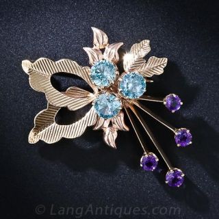 Retro Zircon and Amethyst Pin