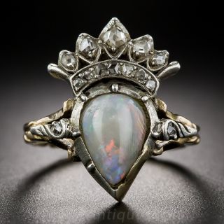 Retrospective Opal and Diamond Crown Ring
