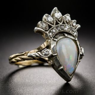 Retrospective Opal and Diamond Crown Ring
