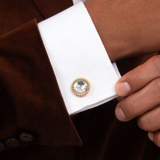 Reverse Crystal Intaglio Sailfish Cuff Links