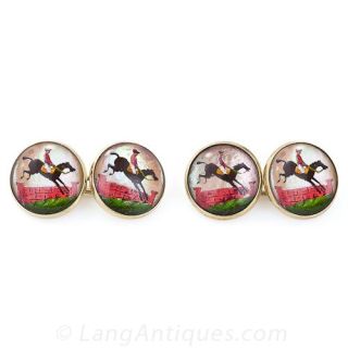 Reverse Intaglio Equestrian Cufflinks