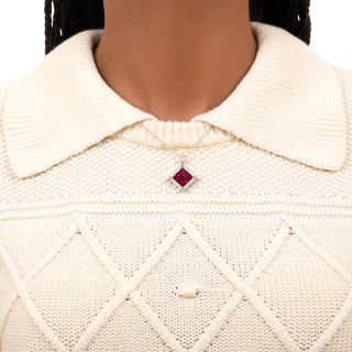 Reversible Invisible-Set Diamond and Ruby Pendant 