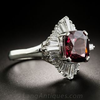 Rhodolite Garnet Diamond and Platinum Ballerina Ring