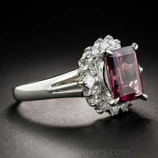 Rhodolite Garnet Platinum and Diamond Estate Ring