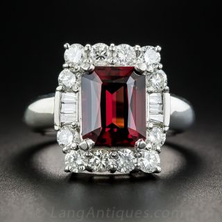 Rhodolite Garnet Platinum Diamond Cocktail Ring