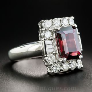 Rhodolite Garnet Platinum Diamond Cocktail Ring
