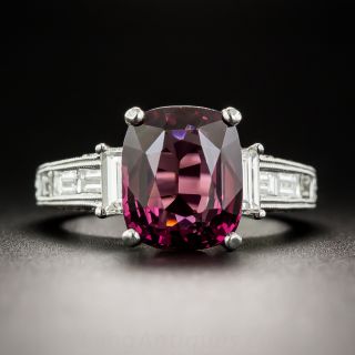 Rhodolite Garnet Platinum Diamond Ring 