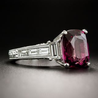 Rhodolite Garnet Platinum Diamond Ring 
