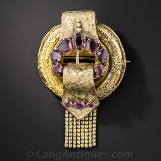 Rhodolite Garnet Victorian Garter Style Brooch