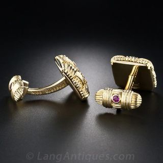 Roberto Coin  Diamond and Ruby Cufflinks