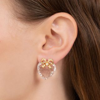 Rock Crystal Hearts and Diamond Earrings By Deakin and Francis