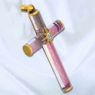 Rock Crystal Quartz and Diamond Cross Pendant