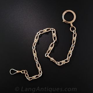 Rose and White Gold Watch Chain