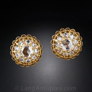 Rose-Cut Diamond Cluster Earrings