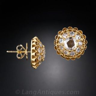 Rose-Cut Diamond Cluster Earrings