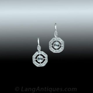 Rose Cut Diamond Drop Earrings Main View