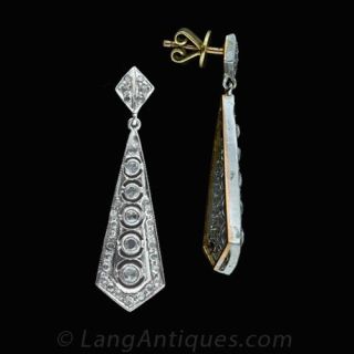 Rose Cut Diamond Drop Earrings