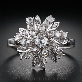 Rose-Cut Diamond Flower Cocktail Ring