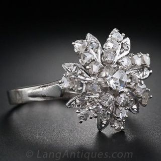 Rose-Cut Diamond Flower Cocktail Ring