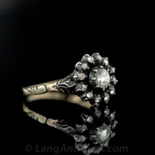 Rose Cut Diamond Flower Motif Ring