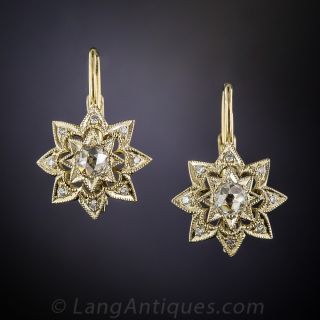 Rose-Cut Diamond Star Earrings