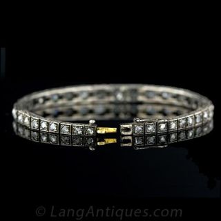 Rose Cut Diamond Straight Line Bracelet