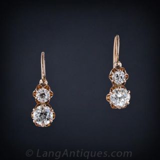 Rose Gold Antique Diamond Earrings