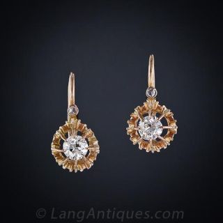 Rose Gold  Antique Diamond Earrings