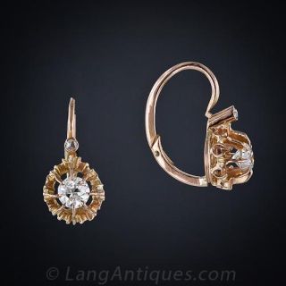 Rose Gold  Antique Diamond Earrings
