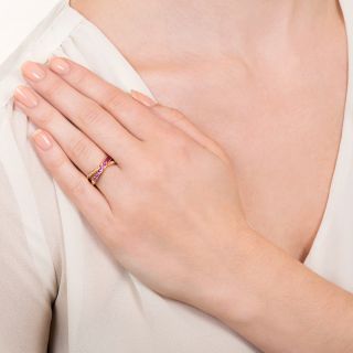 Rose Gold Diamonds and Pink Sapphires 'X' Band