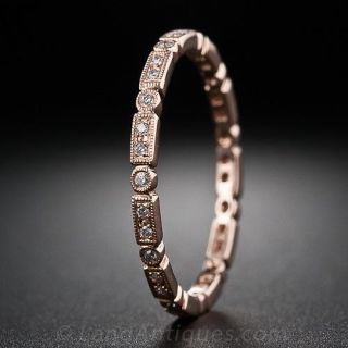 Rose Gold Micro Diamond Wedding Band - 1