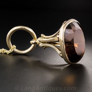 Rose Gold Smoky Quartz Fob Pendant 