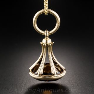 Rose Gold Smoky Quartz Fob Pendant 