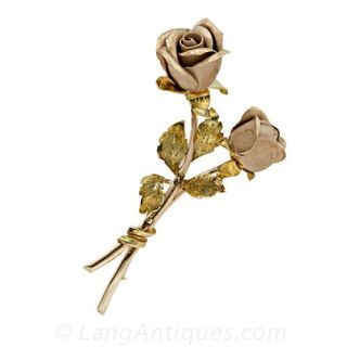 Rose Motif Pin, Earring and Brooch Suite